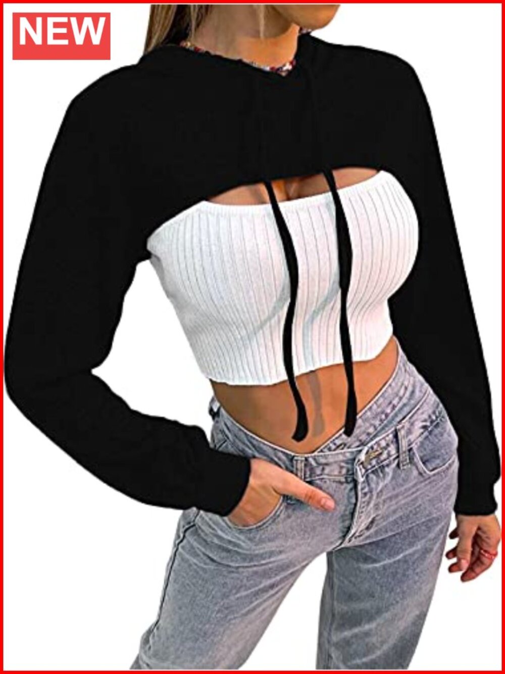 Women Cropped Hoodie Sweatshirt Long Sleeve Pullover Rave Dance Gym Top